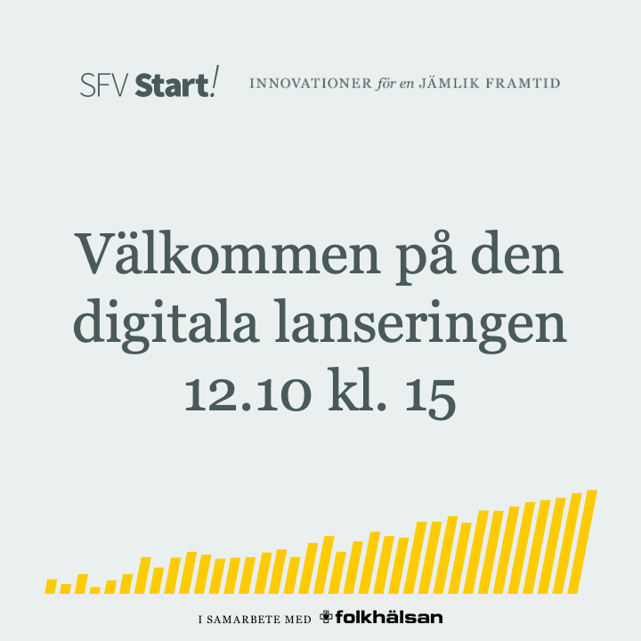 sfv_forening's tweet photo. Har du en idé om hur vi kan motverka utanförskap bland barn och unga i åldern 6–16? Kom med på lanseringen av innovationstävlingen SFV Start! Du får höra om tävlingen, temat utanförskap, hur tävlingsprocessen går till och hur du kan delta:https://t.co/HV0bu1plDz
@Folkhalsan https://t.co/Pd1BMF1fFZ