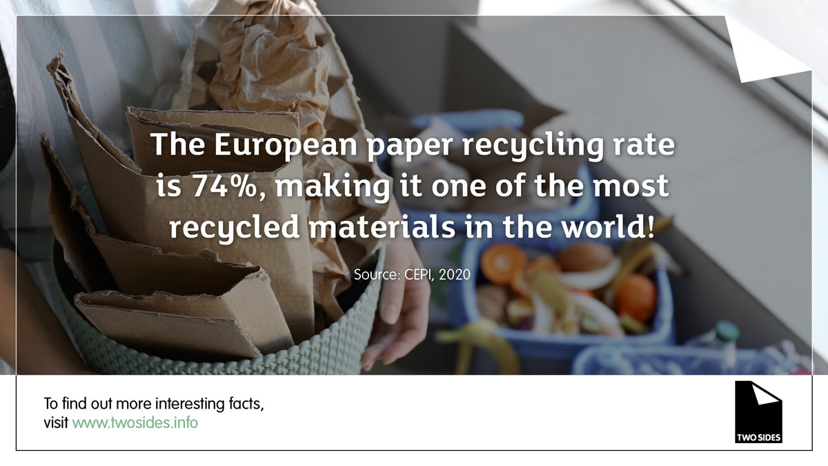 Did you know the European paper #recyclingrate is 74%, making it one of the most #recycled materials in the world! 

Click the link to read more interesting, #sustainable facts about #paper: twosides.info/fact-sheets/