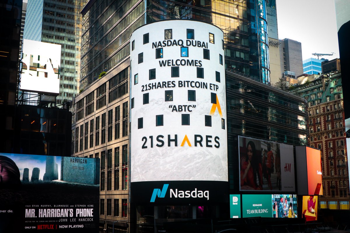 21shares's tweet photo. Today, @21Shares proudly entered the Middle East with the launch of the first physically-backed bitcoin ETP $ABTC on Nasdaq Dubai. We’re very excited to be serving investors in the UAE! Ya hala! 👋 🇦🇪 https://t.co/KyvLmEZe26