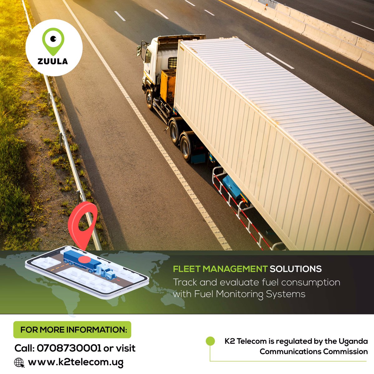 K2telecomug's tweet photo. Track and evaluate your school, business or company fuel consumption and expenses with fuel monitoring systems.
Contact us on 0708730001 for Fuel Monitoring Solutions.
#StayConnected #FuelMonitoring #Zuula #GettingYouCloser #K2Telecom https://t.co/NdUbim8YP4