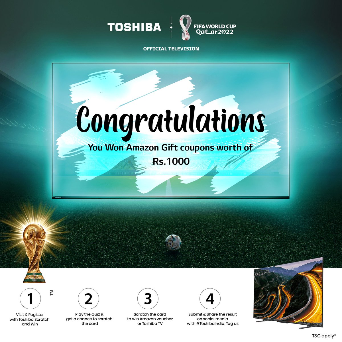 RajeshCuriousMi's tweet photo. @ToshibaTV_India 
Congratulations you have won the 1000 worth coupan #ToshibaTv #ToshibaIndia 🙏🙏🙏 https://t.co/MqcxnEUVMC
