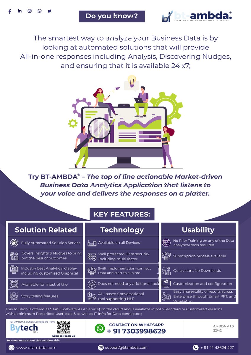 bt_ambda's tweet image. The smartest way to analyze your Business is by looking at automated solution with Bt-ambda...
@bytechindia @btambda
#DataAnalytics #btambda #datavisualizationtool #dataanalyst #businesstool #nudges #solution #technology #usability #smarttool #analyze #data