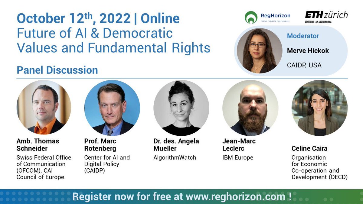 AlgorithmWatch (@algorithmwatch) on Twitter photo 📅 Join us today at 13:15 and get involved in the online panel discussion '#Future of #AI, #Democratic #Values & #FundamentalRights' at #AIPolicySummit2022 by <a href="/reghorizon/">RegHorizon</a> + <a href="/ETH_en/">ETH Zurich</a> – panelists incl. @celinecaira, @marcrotenberg & AW's @angela__mueller
👉🏼reghorizon.com/ai-policy-summ… 📅 Join us today at 13:15 and get involved in the online panel discussion '#Future of #AI, #Democratic #Values & #FundamentalRights' at #AIPolicySummit2022 by <a href="/reghorizon/">RegHorizon</a> + <a href="/ETH_en/">ETH Zurich</a> – panelists incl. @celinecaira, @marcrotenberg & AW's @angela__mueller
👉🏼reghorizon.com/ai-policy-summ…