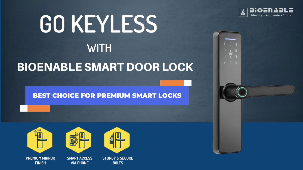 Bioenable's tweet photo. BioEnable Smart Door Lock | 5 Way Unlocking | RFID Access Card | Fingerprint | Pincode | Mobile App | Mechanical Key | OTP Access

More details: https://t.co/imXvinIpdm

Buy on amazon: https://t.co/TlPs8NVRQl

#bioenable #doorlock #doorsecurity #handlelock #smartlocks #doorsafety https://t.co/LDJ1zu85i0