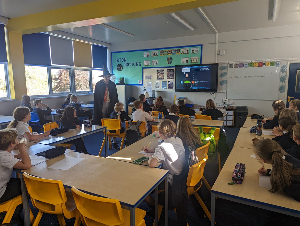 MathsBrooklands's tweet photo. Our Year 5 Integer class have been learning all about the magical world of negative numbers with Professor Snape and his wonderful assistants… 🧙🏽‍♂️🪄 https://t.co/0V2Okrvw0n