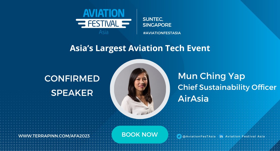 🎤Confirmed speaker: Mun Ching Yap

We are delighted to have Mun Ching Yap, Chief Sustainability Officer, AirAsia, joining us and speaking at Aviation Festival Asia in Singapore in 2023.

Save dates and book your early bird tickets now 👉 ow.ly/U8Lk50L5ZUZ

#aviationfest