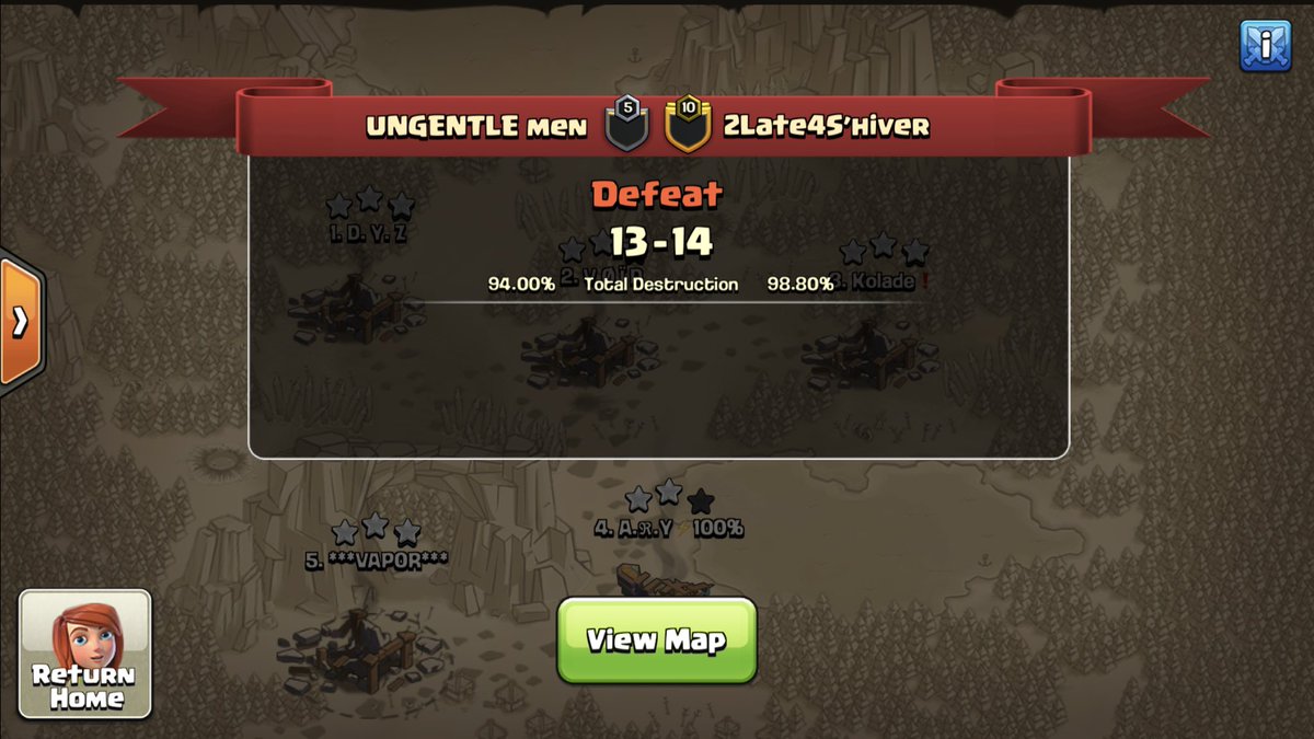 ungentle_men's tweet photo. Our last tourney war of th14. Sadly it ended in a defeat, but we’re coming back even better and stronger in th15💪🏽
#UGM #ClashofClans #eSports https://t.co/hT8Ev0tJSS