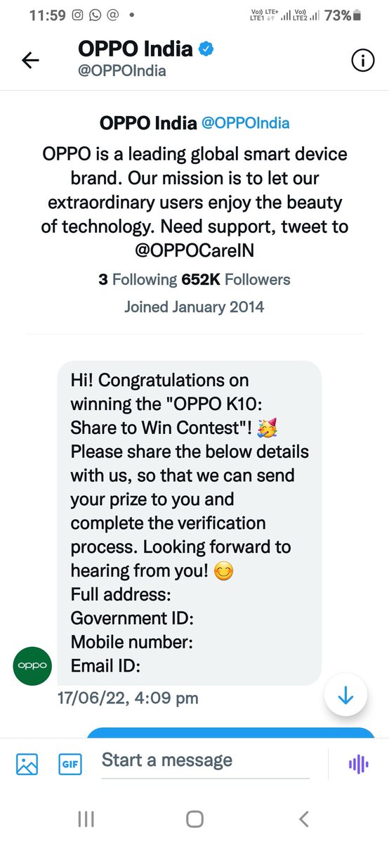 JayParmarGJ3's tweet image. Hello @oppo @OPPOIndia @OPPOCareIN plz chek your inbox and Ripley 

My wait 3 months completely but not rishspons winner prize send @cool_bindra @HarpreetS95 @Smiley_Bharati @rubalChohla05 @Pareek197 @JackyKhattar9 @KDivya18740584 @mysterioussu @Sandeep13_ @PritiNivoriya @27_vins