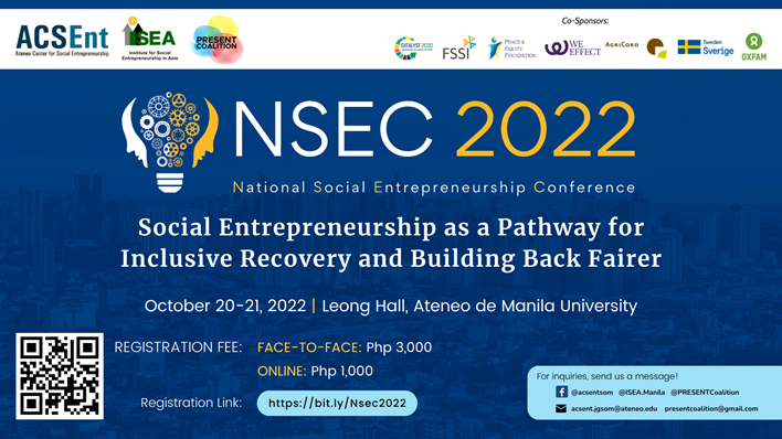 oxfamph's tweet photo. The National Social Entrepreneurship Conference co-sponsored by Oxfam Pilipinas is back! 

Register at: https://t.co/b89fwKhYbn
October 20-21, 2022 
Ateneo de Manila University

#WeArePRESENT #PassThePRESENTBillNow #PRESENTCoalition #NoTimeLikeThePRESENT #SocEntAsia #NSEC2022 https://t.co/25TFlL4WMT