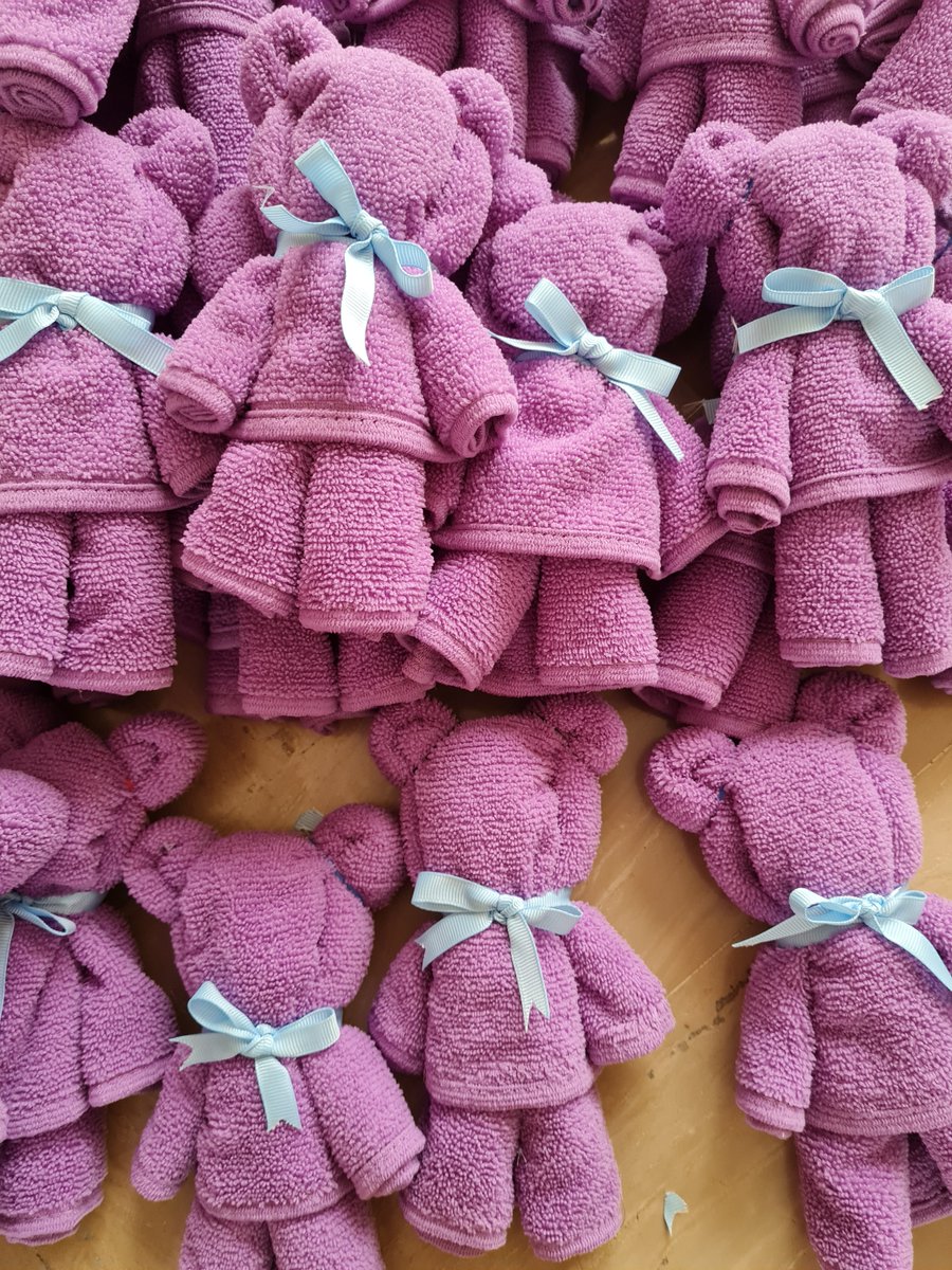 Made 60 more of these to share with ARMY on the day of the concert. Each will have 2 photocards. I am now an expert in making teddy bears out of towels 🤣🤣🤣 #YetToComeinBUSAN
