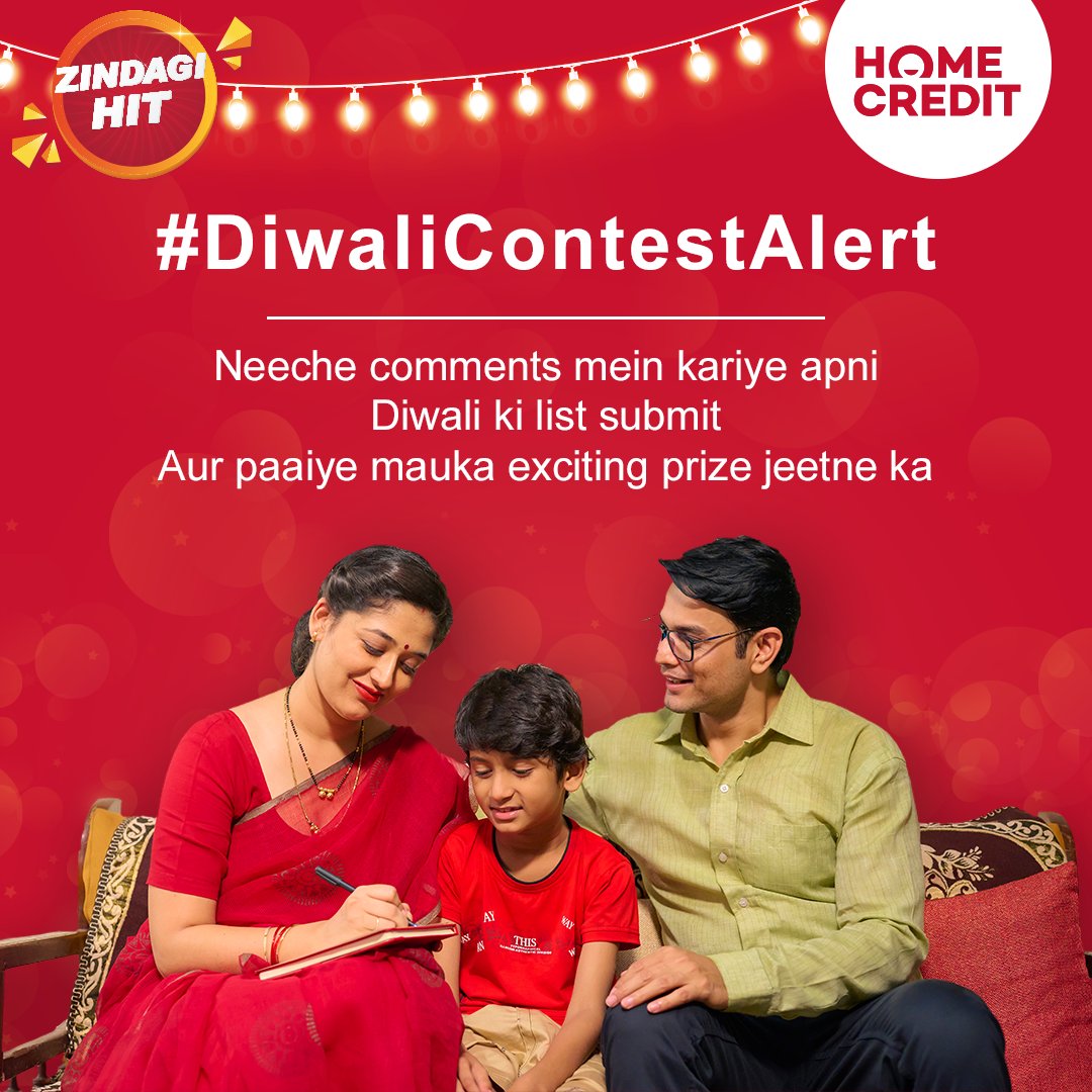 HomeCredit_In's tweet photo. Ab Diwali hai to naya samaan toh lena banta hai. Comment kijiye apni Diwali ki wishlist aur paaiye mauka festive special Amazon Voucher jeetne ka. Participate now!

#HomeCreditIndia #DiwaliSeason #ContestAlert #ZindagiHit #10SaalBemisaal https://t.co/P6w5ufGp2z