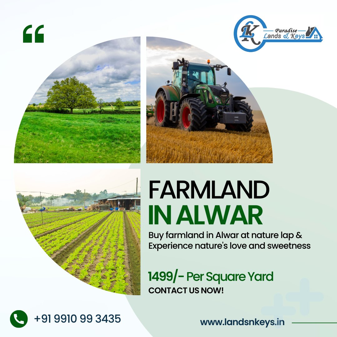 landsnkeys's tweet photo. Get Farmland in Alwar at an affordable price and feel the Prakriti love.
Contact Us to Get the Best Deal Right Now: +91 99109 93435
#landsnkeys #explorepage #property #bestdeals #BestInvestment #farmlife #farming #farmers #farmersmarket #smartfarming #plants #growfood #alwar https://t.co/AMJWr7A8SC