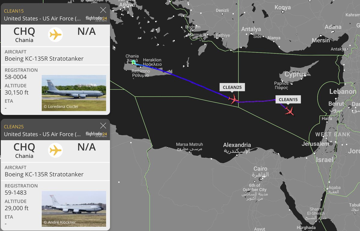 TheSnoopySnoop's tweet photo. #CLEAN15 & #CLEAN25 airborne from Souda Bay & heading east
#avgeek #haveglass #Planespotting #milair https://t.co/6oRvs5zwln