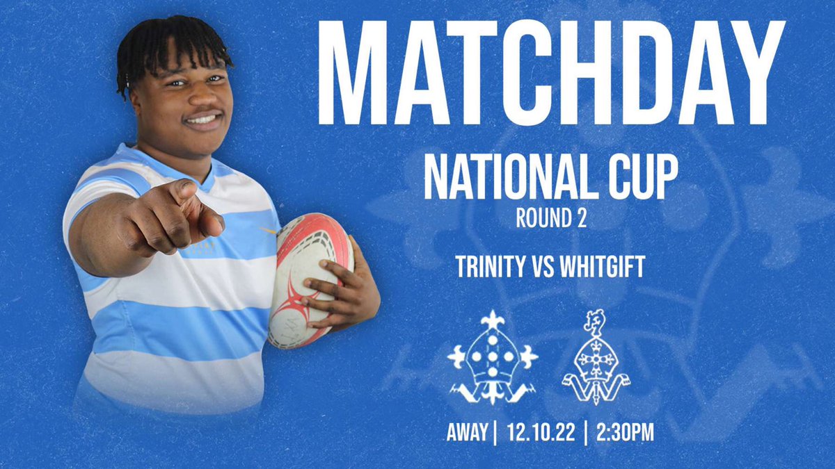 Round 2 of the national cup is here!! Trinity Vs @WhitgiftSport 👊 Good luck boys! #trinityrugby | @SchoolsCup