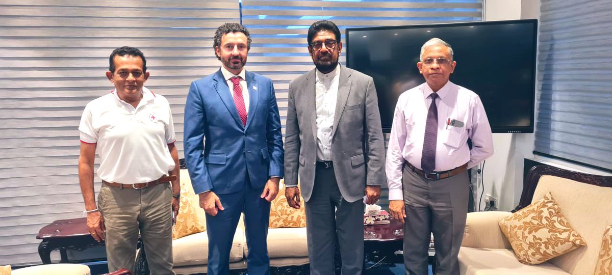 PresidentSLRCS's tweet photo. With the economic crisis raging on &amp; the Heath Sector being one of the most vulnerable areas, today I met Health Minister @Keheliya_R along with AP Regional Dir. of #IFRC @AJMatheou to discuss #RedCross support for the crisis. #LKA https://t.co/AEH4h5KOVz
