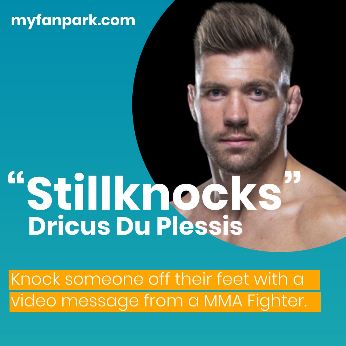 Send someone a message with impact. For any occasion, big or small, to uplift, inspire or just for fun. Your man <a href="/dricusduplessis/">Dricus Du Plessis</a> is in your corner, ready to deliver! Book at myfanpark.com/en-ZA/stillkno…
.
 #myfanpark #stillknocks #ufc #mma