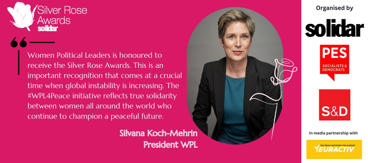 #WPL4Peace strives for meaningful participation and leadership of women and girls, in all their diversity, in the peace and security sector. ♀️🌍🤝 Read the Silver Rose Jury's motivation for this award 👇🪧 solidar.org/en/news/silver…