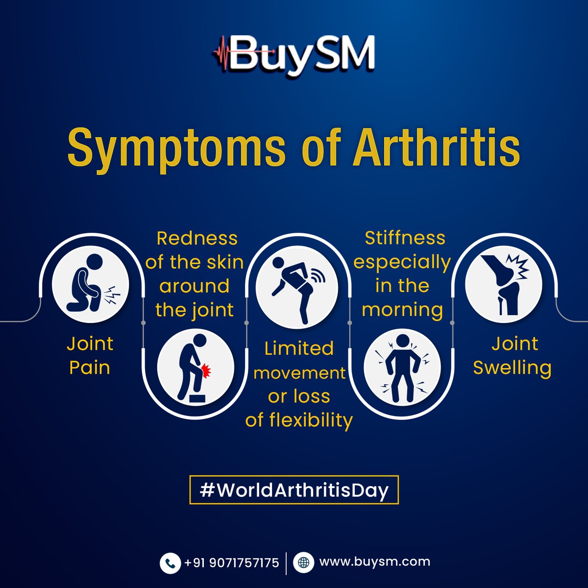 buysmofficials's tweet photo. Arthritis is not a single disease but a broad term for more than a hundred diseases related to joints. It is a condition involving inflammation of the joints.

#worldarthritisday #arthritis #arthritisrelief #arthritisawareness #curearthritis #buysm #follow https://t.co/ar39PFVD0o