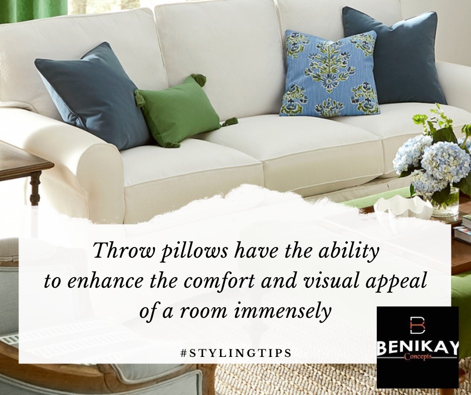 Benikayconcepts's tweet photo. The benefits of using throw pillows come down to their ability to enhance the comfort and visual appeal of a room immensely, so long as you take the time to buy the right set for the room you’re designing. 
#stylingtips
#Benikayconcepts https://t.co/ETinJbObZN