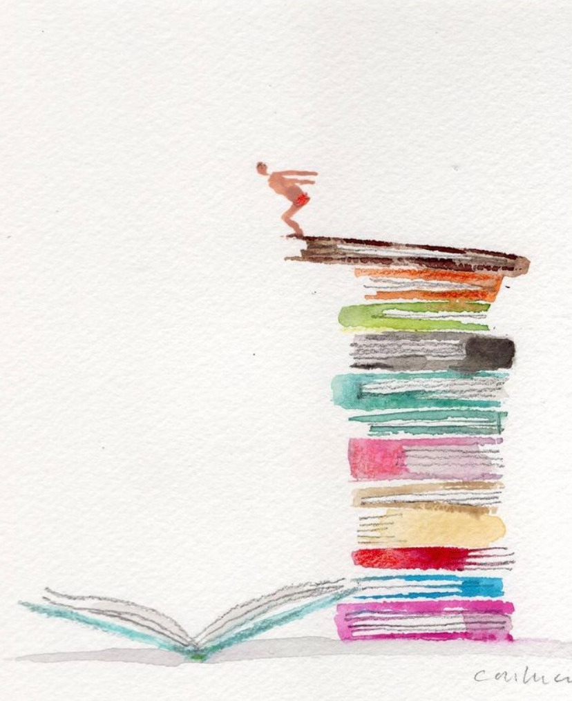 Readlax_Reading's tweet photo. Summer of Books and Reading (illustration by Maria Carluccio) #summer #books #jump #readmore #readfaster #readlax #reading #book #goodreads https://t.co/nEh2EswTLF