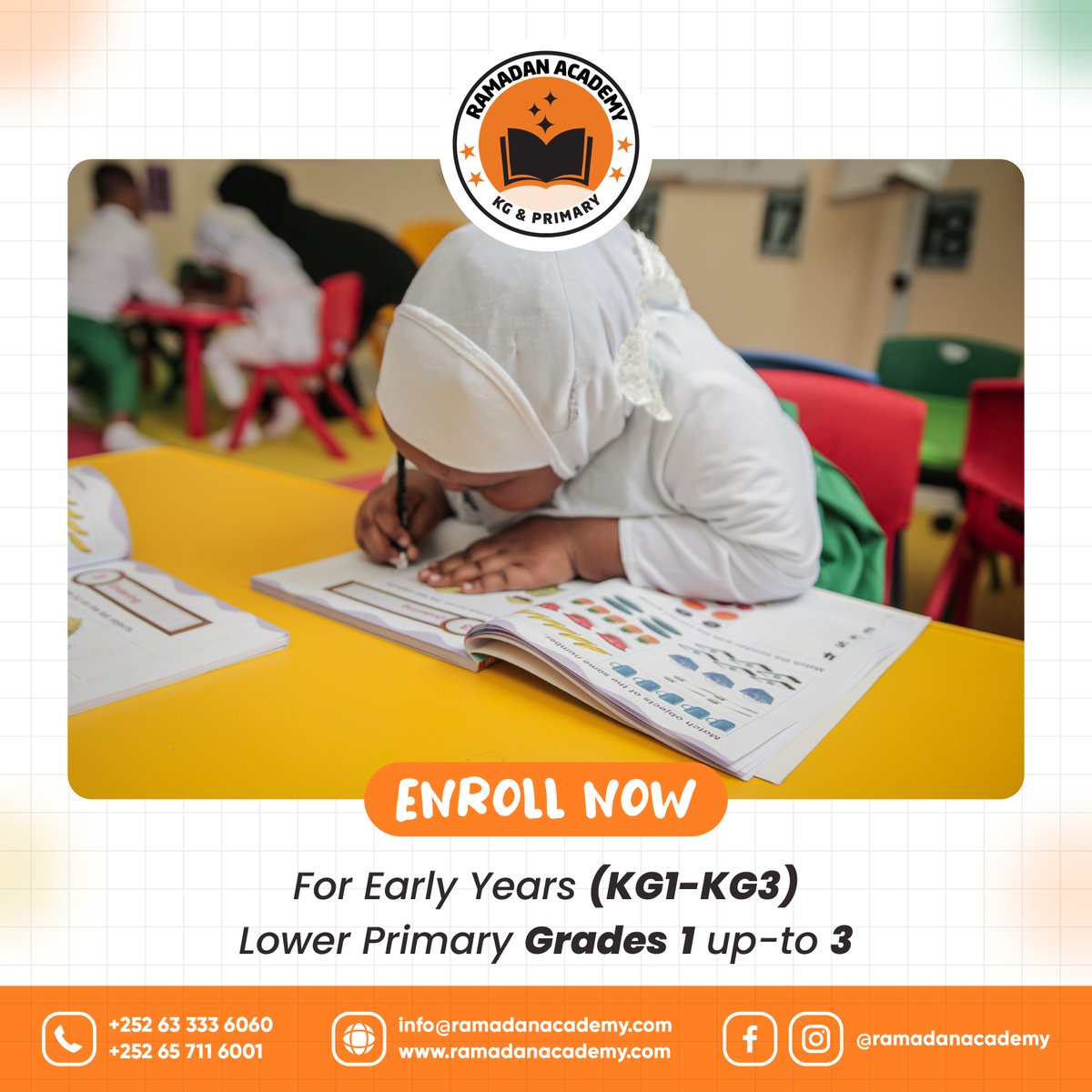 ramadan_academy's tweet photo. School Admissions Are Open Now For Registration.
Enroll Now Or Visit Us At The School For More Info
📞 +252 63 3336060
📞 +252 65 7116001
✉️ info@ramadanacademy.com
🔗https://t.co/KY3QHjXFC0 https://t.co/PnbjoiWY2k