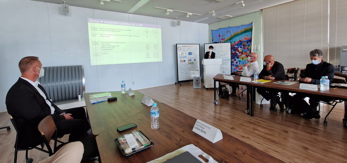pegandara's tweet photo. @iurc_aa @Essener_Wifoe @grenoble @EUinJapan @EU_FPI @iurc_aa_japan Pilot actions w. #startUps envisaged. Follow-up meetings at #AichiKnowledgeHub, meeting full cell #H2energy company Enoah. "I was inspired by Europe's environmental concerns and renewal energy isage as I lived there many years ago" - so GM Suyama. Thanks to @EUinJapan, #EU_FPI. https://t.co/n0eZzqzwmz