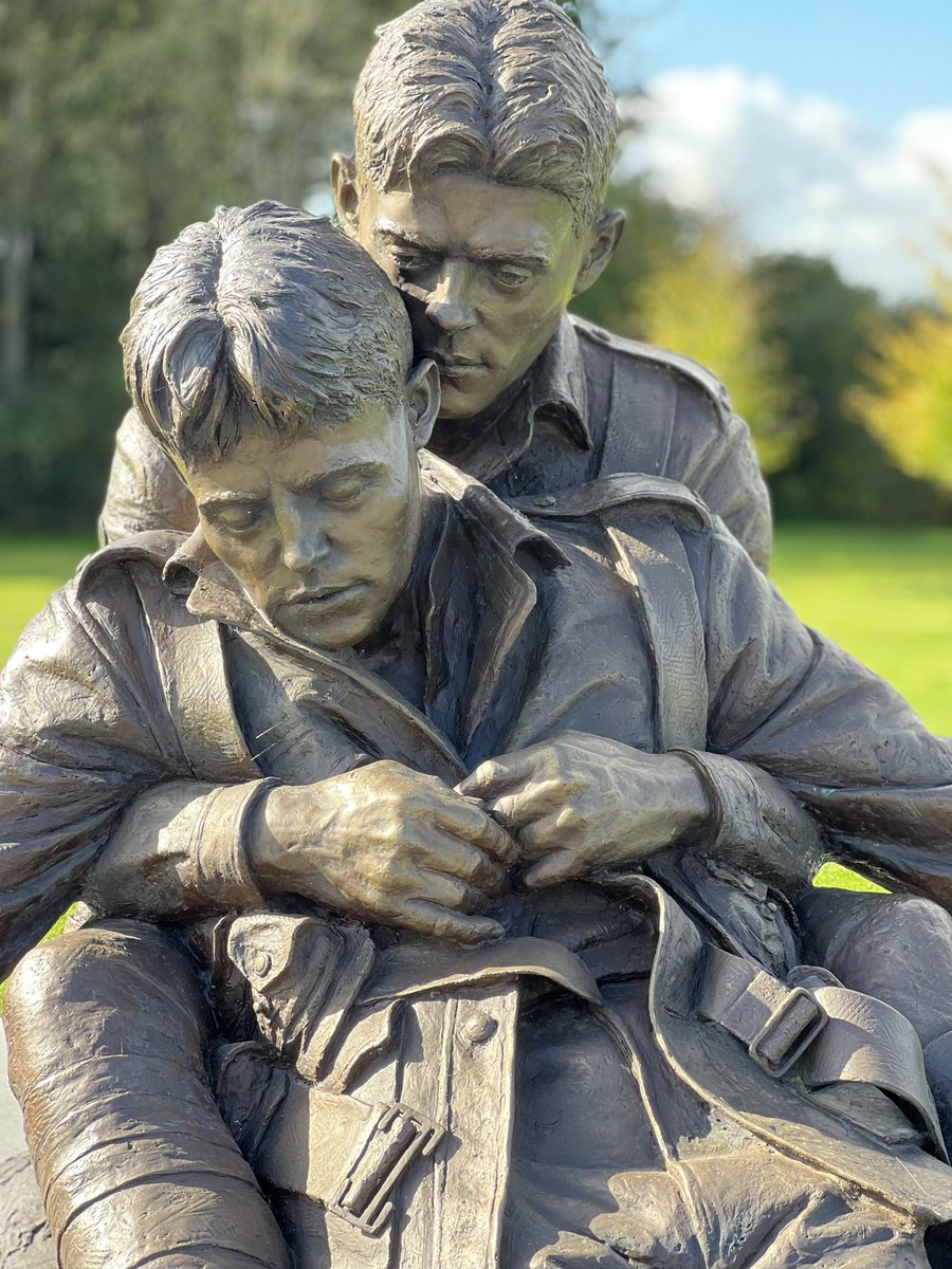 The new Brothers In Arms Memorial at Polygon Wood near Ypres. It commemorates Jim and John Hunter from Australia: John died at Polygon Wood in 1917 and his body was discovered during roadworks in 2006 and later identified using DNA. The memorial project is by Johan Vandewalle.