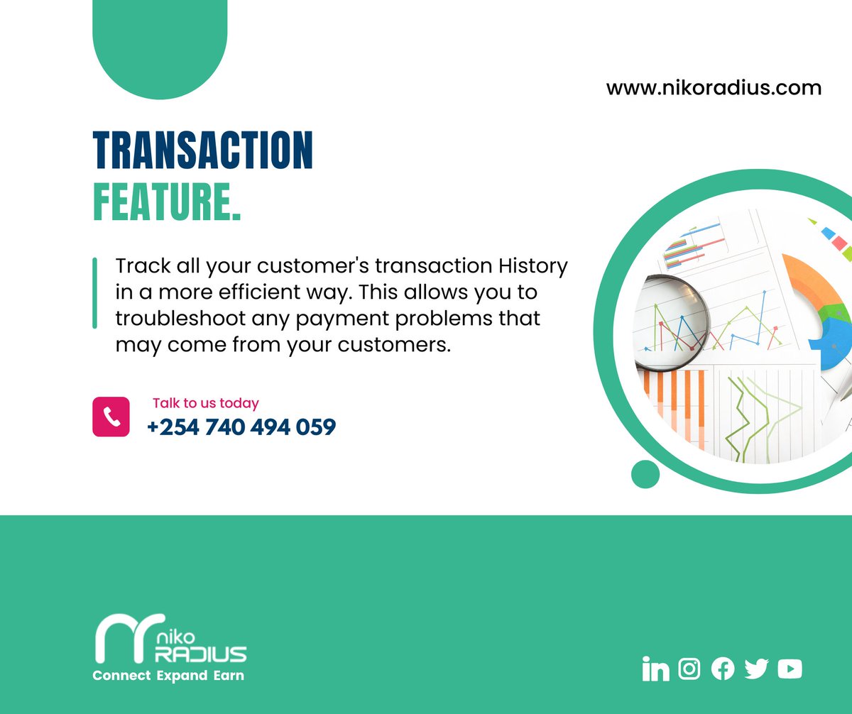 Today on #Nikoradius_Wednesday, we explore the Transaction feature in our Nikoradius system. 
Tract all your customers' transaction history just a click away.
Talk to us today and join Nikoradius.
#Nikoradius
#Nikoradius_Wednesday
#Billingsystem
