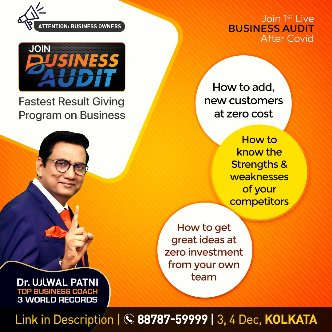 BusinessJeeto's tweet photo. 🎯 Attention: #BUSINESSOWNERS 

💁🏻‍♂️ Don't Miss! to Join Asia's Most Popular #BusinessSuccessProgram 
👉🏻 Register Now!: https://t.co/egXWmvhlzH

👨🏻‍💻Join 2-Day Live Online #BUSINESSAUDIT by top business coach 🎙️Dr #UjjwalPatni sir.

#kolkata https://t.co/VJvkbgijD0