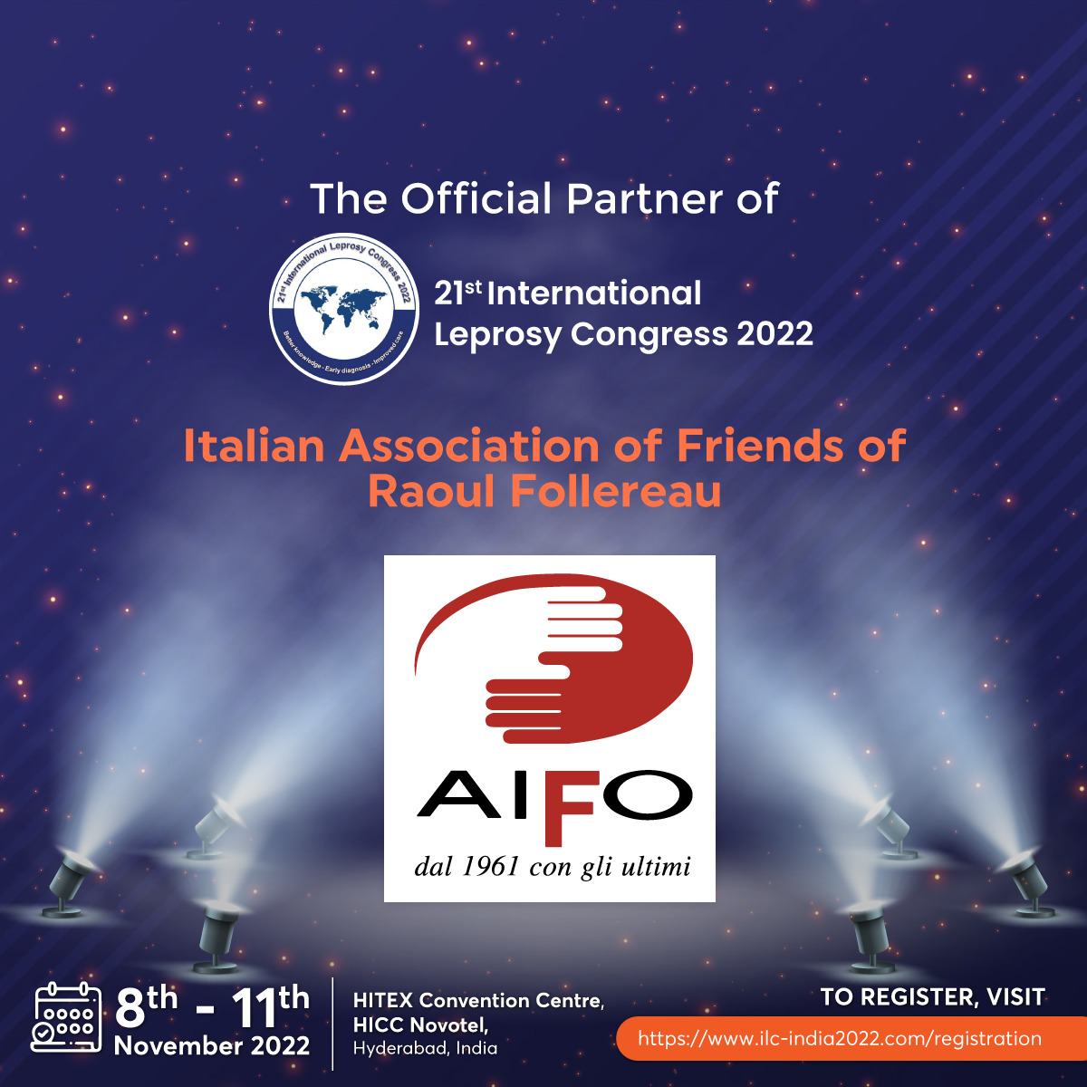 21ILC2022's tweet photo. Official Partner of ILC 2022:
Italian Association of Friends of Raoul Follereau
Visit us: https://t.co/hqMKMOTPCu
#IndianAssociationOfLeprologists #IndianAssociationOfDermatologistsVenereologistsAndLeprologists #CentralLeprosyDivision #MinistryOfHealthAndFamilyWelfare https://t.co/Rk2uAJG6Ss