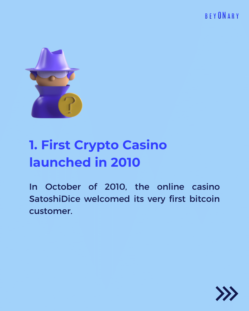 beyonary's tweet photo. Crypto casinos have exploded in popularity,

as a result of their ability to assist gamblers sidestep the cumbersome rules of conventional internet casinos. Here are 4 strange facts about crypto casinos.

#Beyonary #blockchain #crypto https://t.co/ekrWsDDQJO