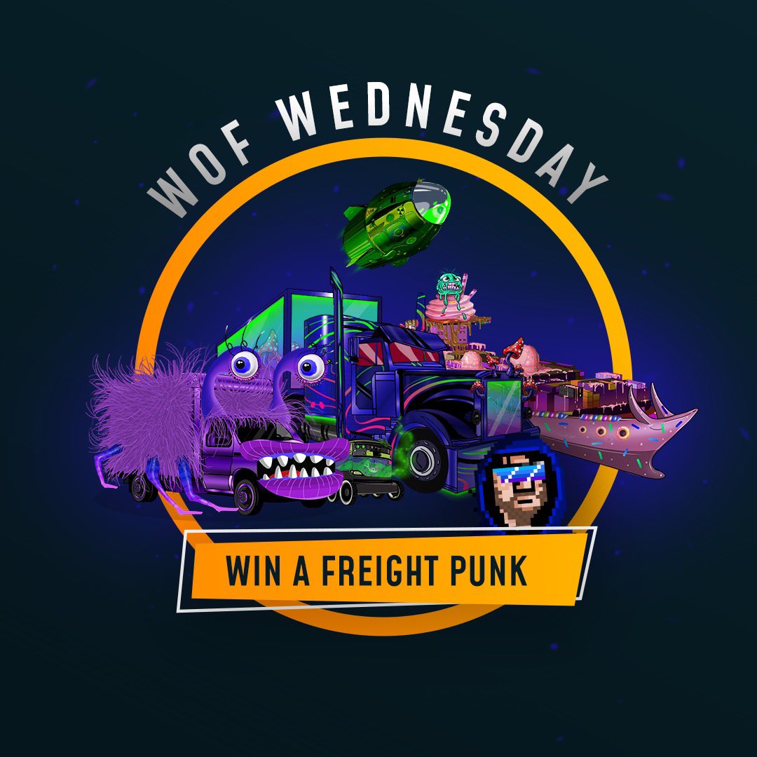 WorldOfFreight's tweet image. 🎁 WIN a World of Freight Freight Punk, the #NFT heroes at the heart of WOF’s story, and the drivers in our racing game! 🎁 

🚨 Here’s how 🚨 

1️⃣QT with the hashtag #WOF 
2️⃣Tag 3 friends

⏰ Winner in 24 hours!

#NFTGiveaway #NFT