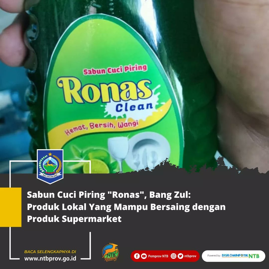 NTB_Prov's tweet photo. Sabun Cuci Piring "Ronas", Bang Zul: Produk Lokal Yang Mampu Bersaing dengan Produk Supermarket

Selengkapnya di https://t.co/dGw2RK5Hlw
#ronas #sabuncucipiring #umkmntb #UKMNTB #umkm #belabeliproduklokal #banggabuatanindonesia https://t.co/WJ39e1om8D