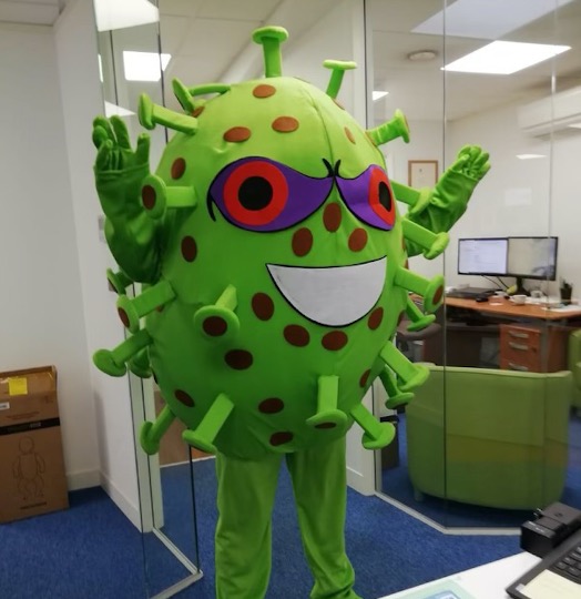 pharmadoctoruk's tweet photo. To celebrate our 20th year supporting community #pharmacists to deliver flu jab services there will be fun, games and prizes to be won at our stand (#H52) at #thepharmacyshow. We'll also be joined by this special guest!🦠 https://t.co/orFzykmWSK
