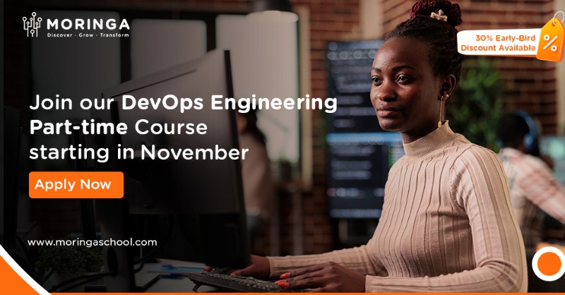 moringaschool's tweet photo. Are you already a software engineer or business analyst? This is the right course for you. Learn DevOps culture, practices and tools that enhance collaboration between Development and Operations teams. Join our November class today! We have an early bird discount of 30%. Apply!