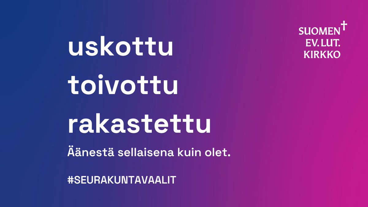 Suomen ev.lut.kirkko (@kirkko_evl) on Twitter photo 2022-10-12 07:16:20 Seurakuntavaalien ehdokkaista samaa sukupuolta olevien kirkollista vihkimistä kannattaa yli puolet. Tämä on selvästi enemmän kuin kannatus nykyisten luottamushenkilöiden joukossa. #seurakuntavaalit evl.fi/uutishuone/tie… Seurakuntavaalien ehdokkaista samaa sukupuolta olevien kirkollista vihkimistä kannattaa yli puolet. Tämä on selvästi enemmän kuin kannatus nykyisten luottamushenkilöiden joukossa. #seurakuntavaalit evl.fi/uutishuone/tie…