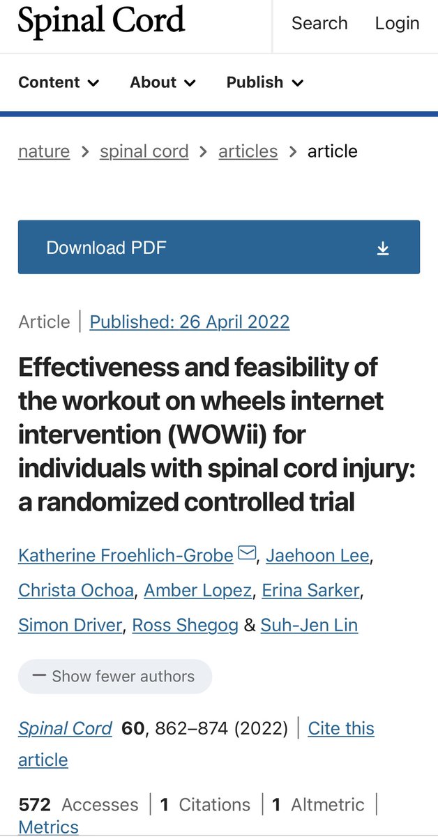 JournalSCI's tweet image. Effectiveness and feasibility of the workout on wheels internet intervention (WOWii) for individuals with #SpinalCordInjury: a randomized controlled trial. See ➡️ nature.com/articles/s4139…