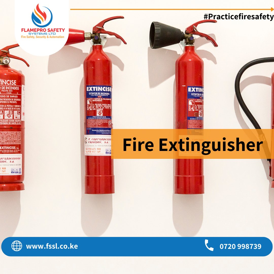 OfficialFssl's tweet image. We have multipurpose fire extinguishers, kitchen Co2 fire extinguishers, clean agent &amp;amp; ABC automatic fire extinguishers

Contact us today

☎0720998739
✉️enquiries@fssl.co.ke
🌐fssl.co.ke

We supply, install and refill.

#fssl #firesafety #fireextinguisher