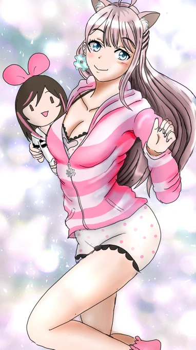 イラスト描きました『ミニアイちゃんとloveちゃん』#イラスト #らぶりえ #きずなーぽすと 