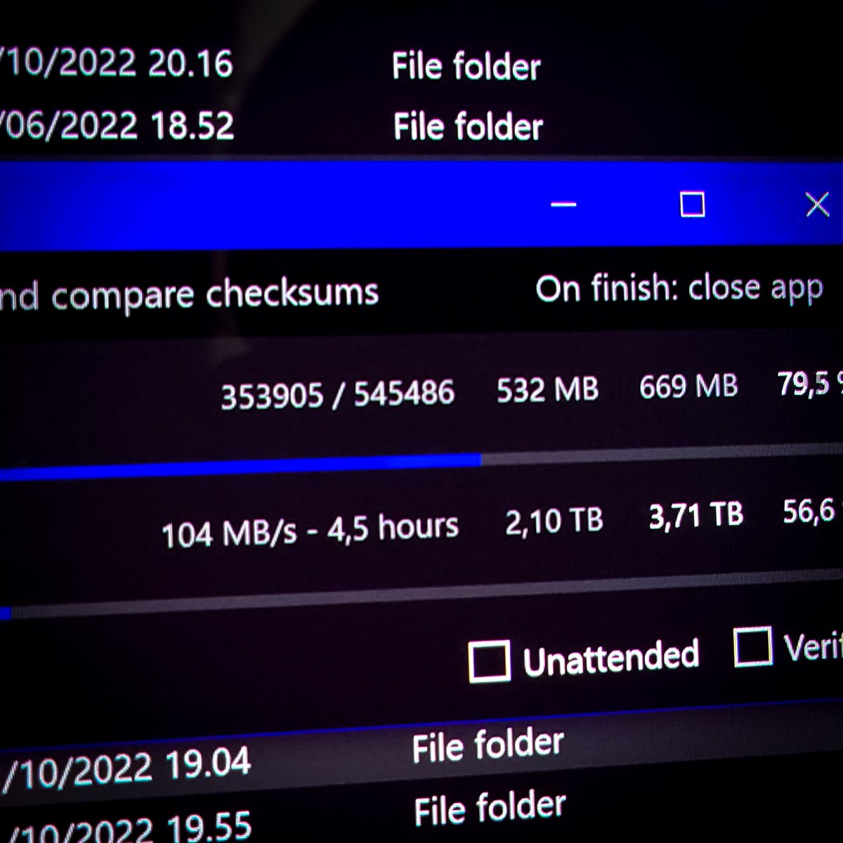 AT0MAC's tweet photo. A recommendation from me - backup your data once in a while
#at0approved β
But... Be ready that it might take a while... Specially when you have about 500.000+ images and screenshots π
#creatorcrew https://t.co/UOetzoofwh