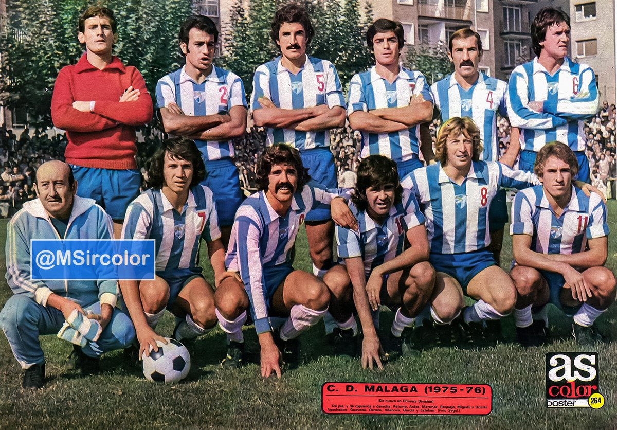 MSircolor's tweet photo. Poster #Ascolor #CDMálaga (75-76) #Palomo #Aráez #Martínez #Requejo #Migueli #Uriarte;;#Quevedo #Orozco #Vilanova #García #EstebanVigo Estadio de #FabrayCoat contra el #FCBarcelona B (1-6) https://t.co/AjBkHUQQcN