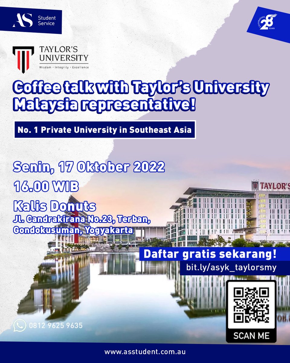 Info_AS_Student's tweet photo. Oktober ceria! Kita ketemuan yuk buat ngobrol2 seputar kuliah di Malaysia, gratis bestie kamu tinggal perlu registrasi ajaa yaa! Buruan karena slot terbatas https://t.co/UbFjsLRArd #jogja #studyabroad https://t.co/djkw4vfk0h