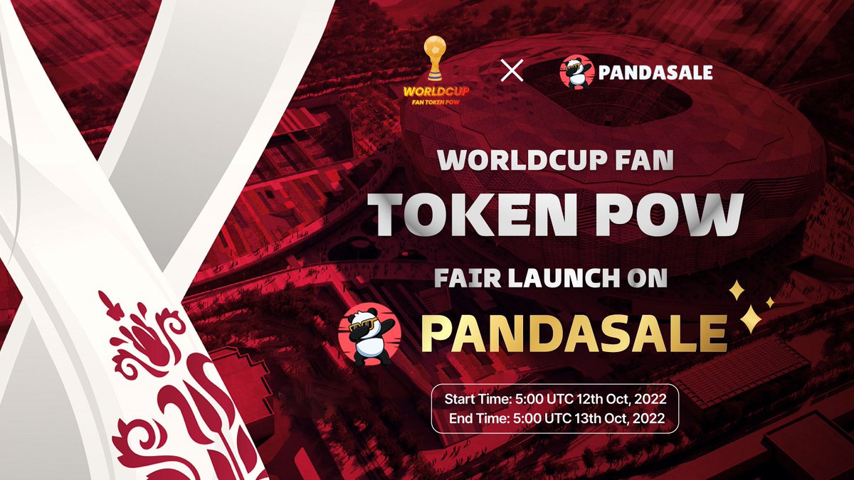 wcfantokenpow's tweet photo. 💥💥@worldcupfantokenpow will start Fair Launch on @pandasea !

EVERYBODY CAN BUY !!!!!!

🔥$WTF🔥 1000X

🎯Time: 5:00 UTC 12th Oct, 2022  - 5:00 UTC 13th Oct, 2022

Official #fairlaunch link:
https://t.co/6msoLvYRIS

#worldcupfantokenpow #WTF https://t.co/WD5DBVBorw