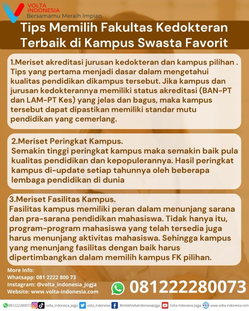 volta_indonesia's tweet photo. Gimana sih caranya memilih fakultas kedokteran di kampus favorit ???
Yuk kita intip postingan di bawah ini...
#voltaindonesia #bersamamumeraihimpian #snbt2023 #utbksnbt2023 #3SMA #gapyear #bimbelmurahjogja #bimbelutbk #bimbelSMA https://t.co/ntYXUNbUKH