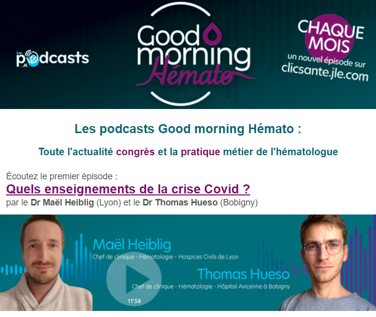 Nous avons le plaisir de vous annoncer le lancement des podcasts by John Libbey. Notre première série de podcasts, intitulée « Good morning Hémato », est dédiée à l’actualité congrès et à la pratique métier de l’hématologue bit.ly/3VgexbT