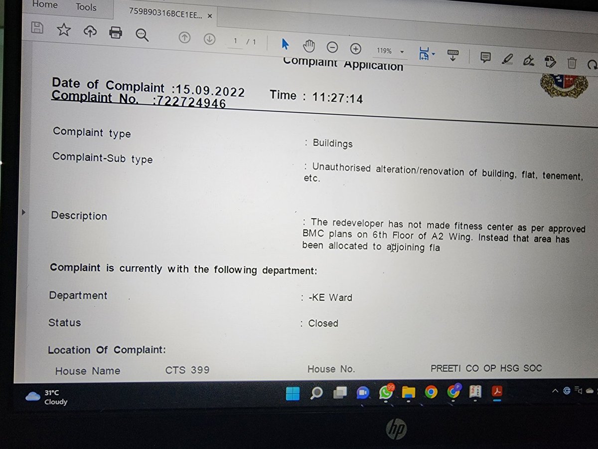 pratz23's tweet photo. @mybmc query closed without any answer or justification 
How to escalate? https://t.co/LCGnEEtdCQ