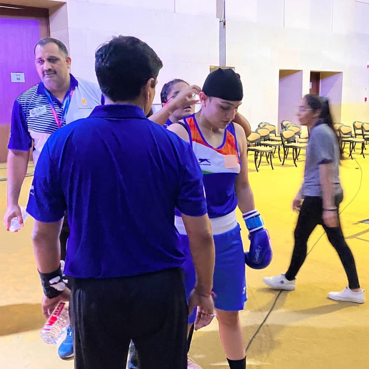 Nat_Games_Goa's tweet photo. @LovlinaBorgohai and @saweetyboora get ready for their bout in the Middleweight category.

#Boxing #36thNationalGames #NationalGames2022
#NationalGames #UnityThroughSports #JudegaIndiaJitegaIndia #NationalGamesGujarat #NationalGamesGujarat2022 #GameWithAim #રમતોએકકરેછે #GoForGold https://t.co/D5NldRlnB7