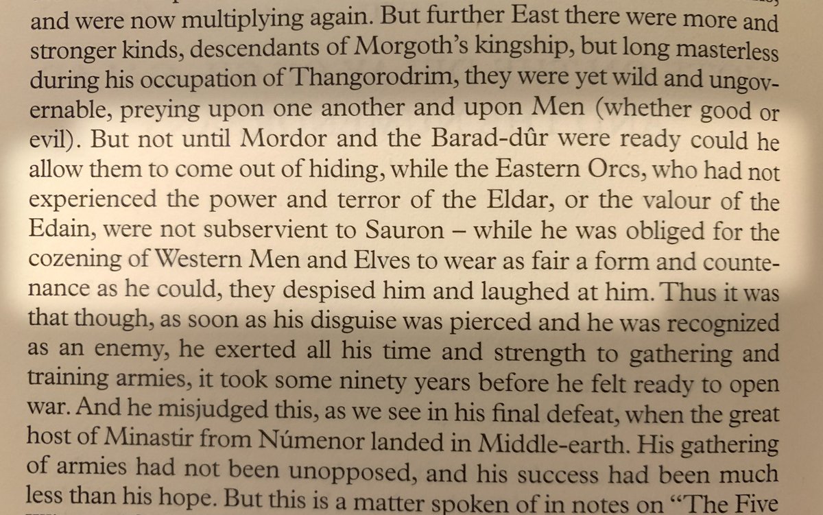 CameronBorgQeen's tweet photo. Since we are on the topic of #Sauron's "fair form" (whatever different fans take that to mean) I need to share that part of NoMe where we learn that, whatever that form *looked* like, the Eastern Orcs thought it was pretty hysterical and gave Sauron a hard time for it. #Tolkien https://t.co/AbNeHlk4m3