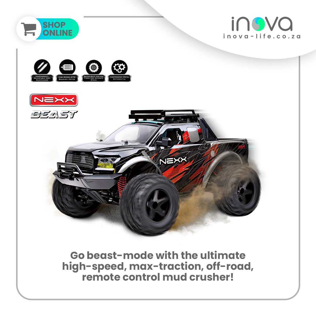 InovaLifestyle's tweet photo. The 4-wheel drive 𝗡𝗲𝘅𝘅 𝗕𝗲𝗮𝘀𝘁 𝟰𝘅𝟰 is the ultimate all-terrain vehicle equipped for any off-road adventure at blazing-fast speeds of up to 45km/h at a remote-control range of 50m!
#familyfun #boyswillbeboys #remotecar #fun https://t.co/Sj9XKqiXbQ https://t.co/AtdrWLW2x0