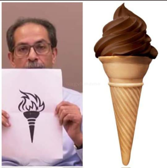 rishibagree's tweet photo. Uddhav chose Ice-cream Cone as his party symbol ??? https://t.co/7difZQLEk4